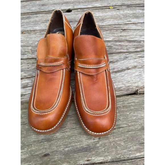 Vintage 1970s Mens Pedwin Leather Platform Stacked Heel Loafer Shoes 8.5D main image 13